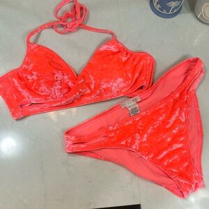 Crushed velvet neon swimsuit